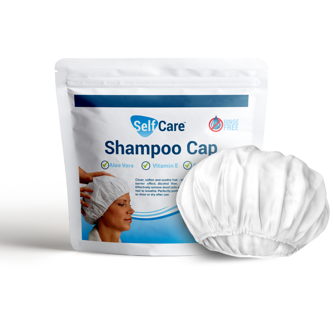 Shampoo Cap - Waterless for Elderly or Bedridden - No Rinse, Anti-Bacterial, Enriched with Aloe Vera, Vitamin E, & Provitamin B5